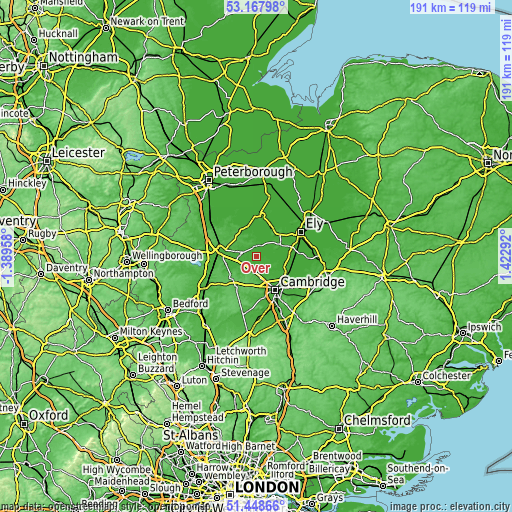 Topographic map of Over