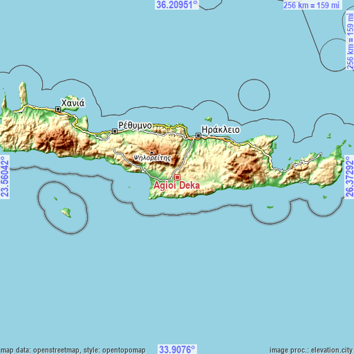 Topographic map of Ágioi Déka