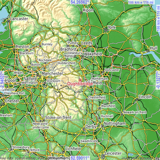 Topographic map of Oughtibridge