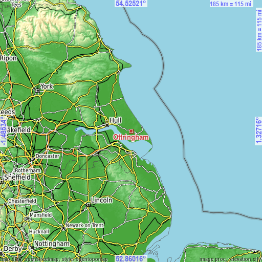 Topographic map of Ottringham