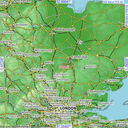 Topographic map of Orwell