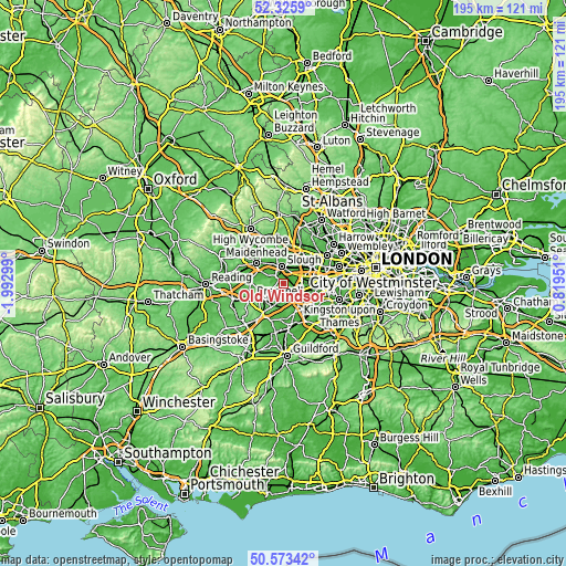 Topographic map of Old Windsor