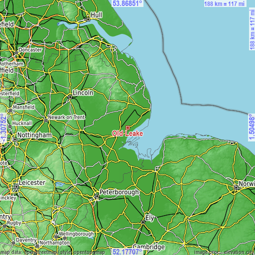 Topographic map of Old Leake