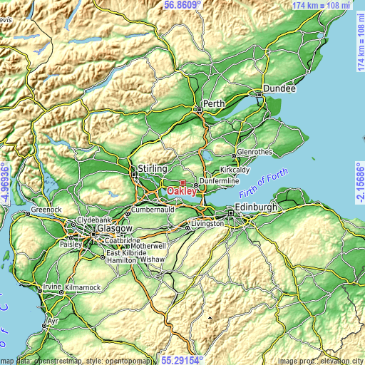 Topographic map of Oakley