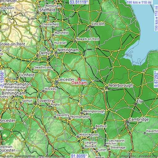 Topographic map of Oakham