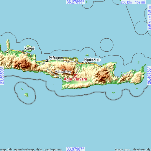 Topographic map of Agía Varvára