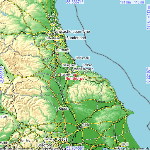 Topographic map of Nunthorpe