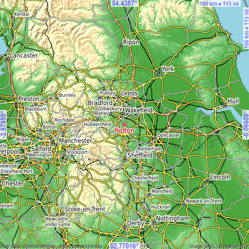 Topographic map of Notton
