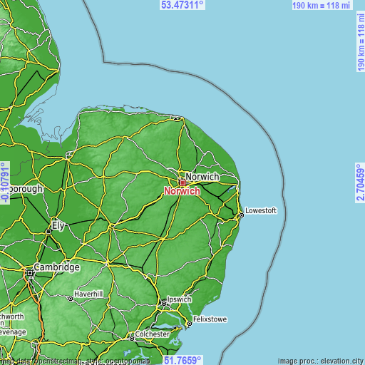 Topographic map of Norwich