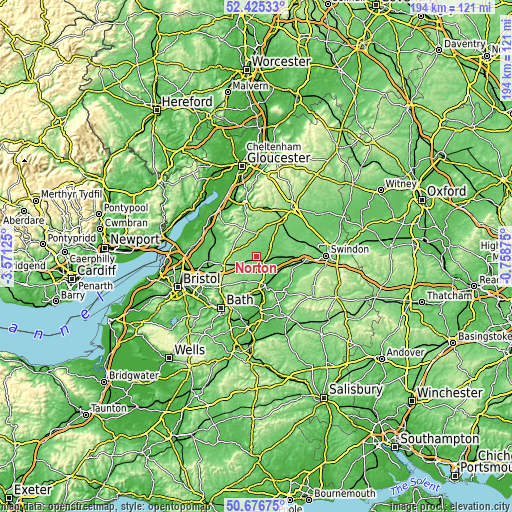 Topographic map of Norton