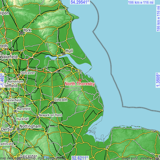 Topographic map of North Thoresby