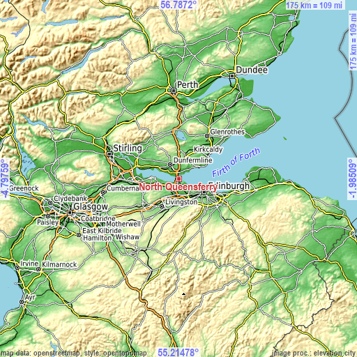 Topographic map of North Queensferry