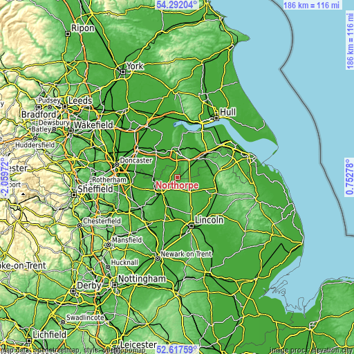 Topographic map of Northorpe