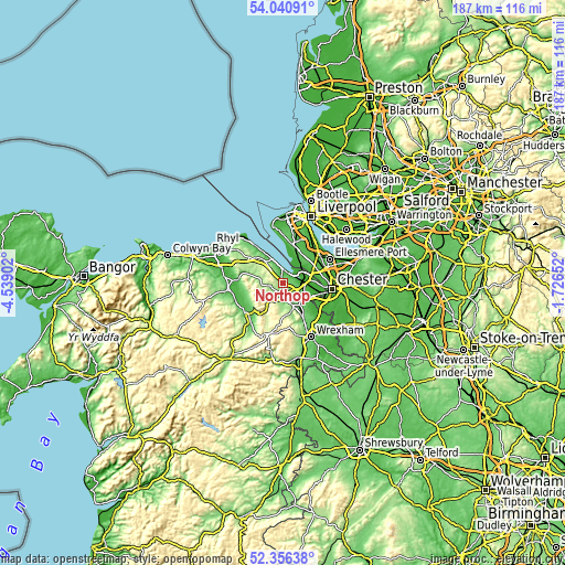 Topographic map of Northop