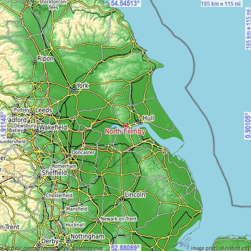 Topographic map of North Ferriby