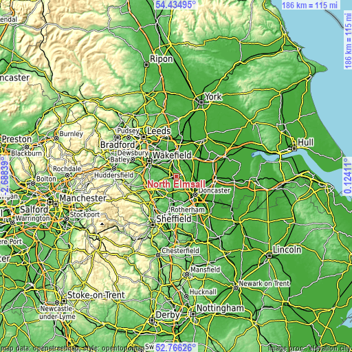 Topographic map of North Elmsall