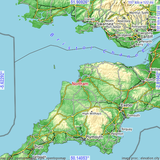 Topographic map of Northam