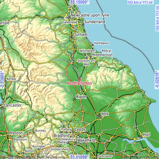 Topographic map of Northallerton