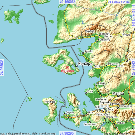 Topographic map of Agiásos