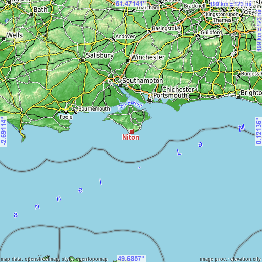 Topographic map of Niton