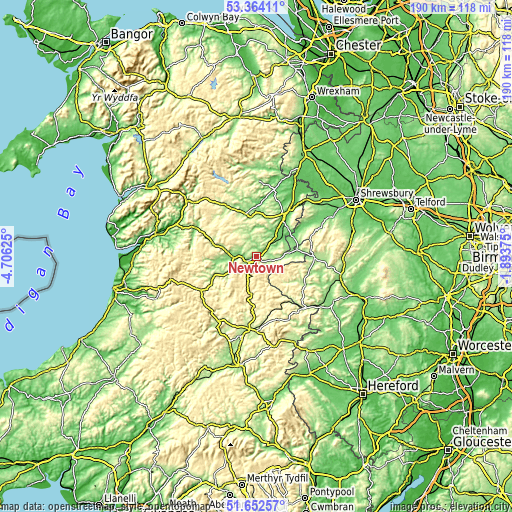 Topographic map of Newtown