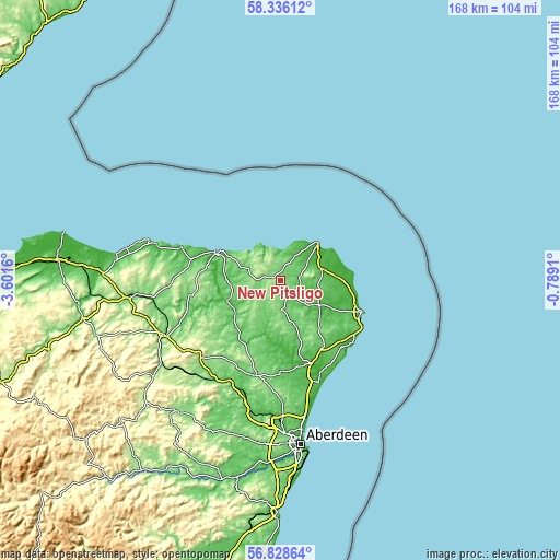 Topographic map of New Pitsligo