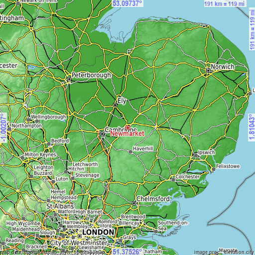 Topographic map of Newmarket