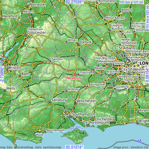Topographic map of Newbury