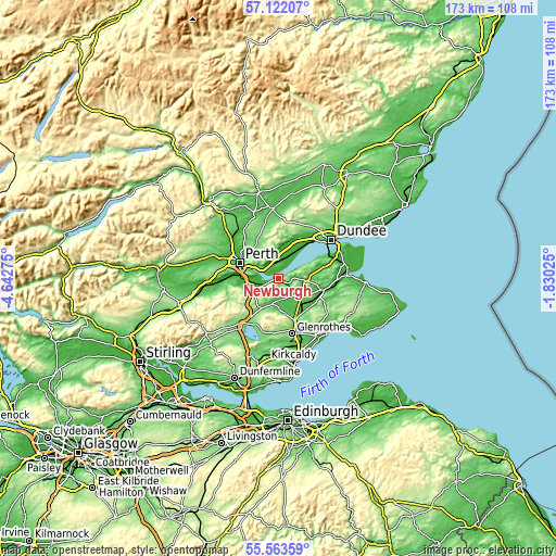 Topographic map of Newburgh