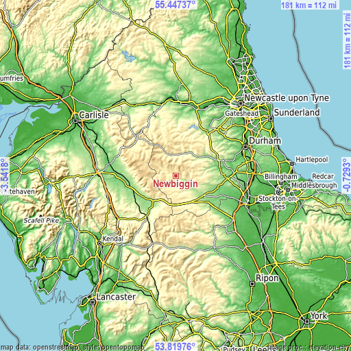 Topographic map of Newbiggin