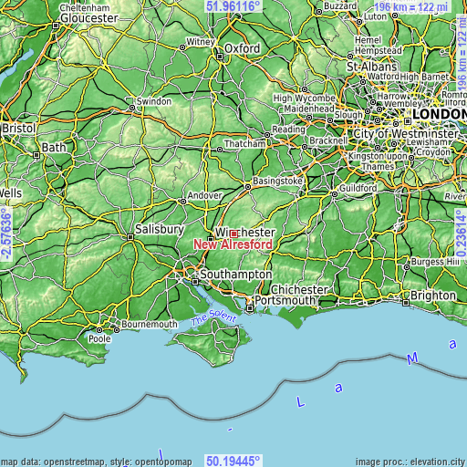 Topographic map of New Alresford