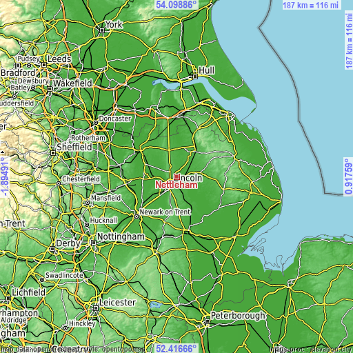 Topographic map of Nettleham