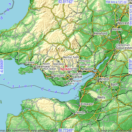 Topographic map of Nelson