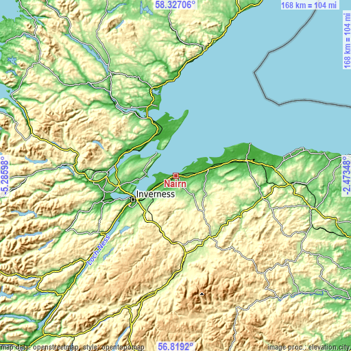 Topographic map of Nairn