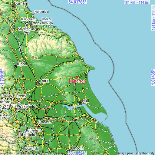 Topographic map of Nafferton