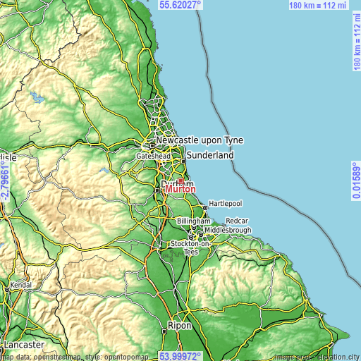 Topographic map of Murton