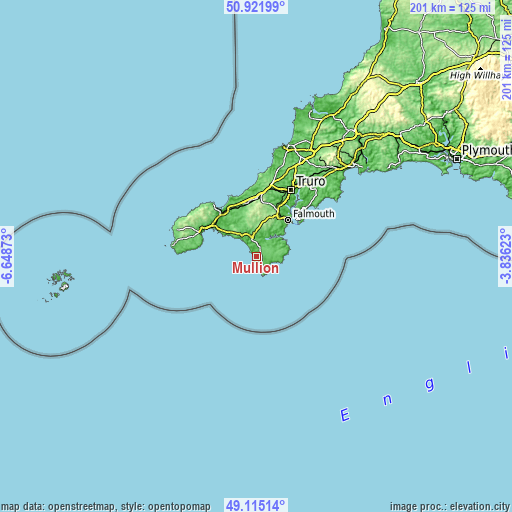 Topographic map of Mullion