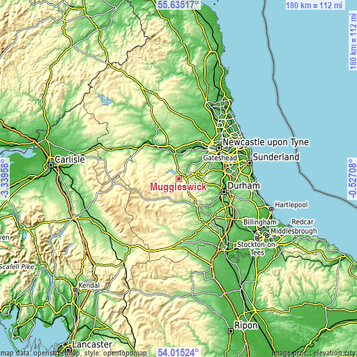 Topographic map of Muggleswick