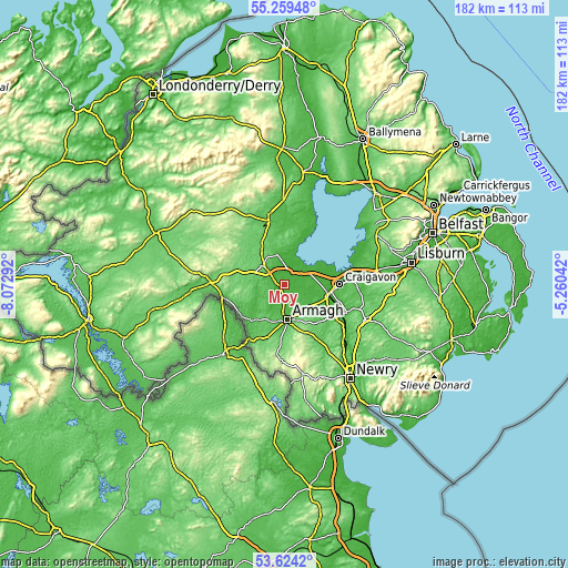 Topographic map of Moy