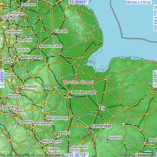 Topographic map of Moulton Chapel