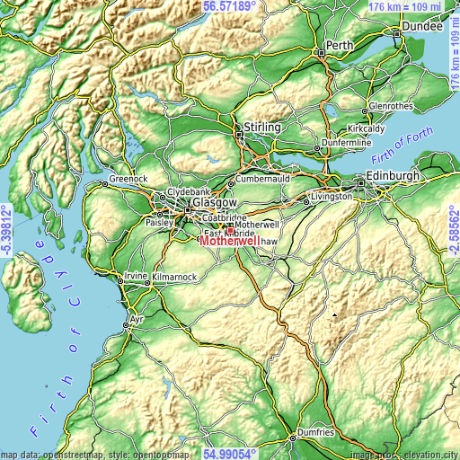 Topographic map of Motherwell