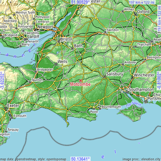 Topographic map of Motcombe