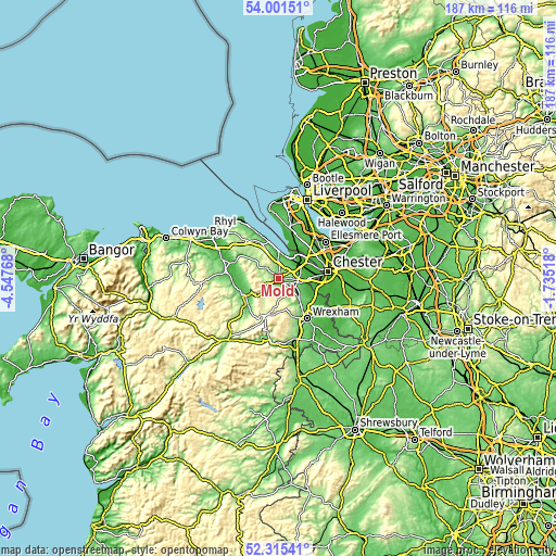 Topographic map of Mold