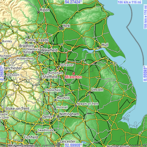 Topographic map of Misterton