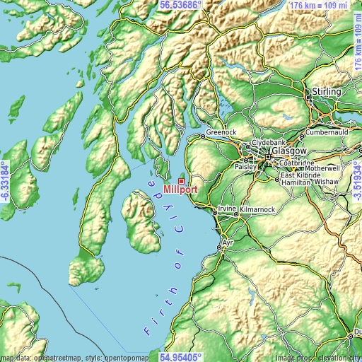 Topographic map of Millport