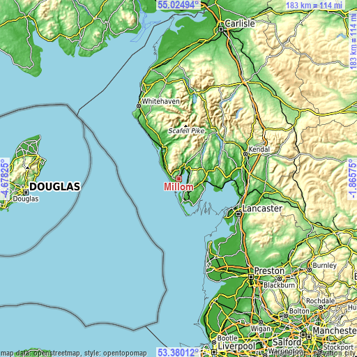 Topographic map of Millom