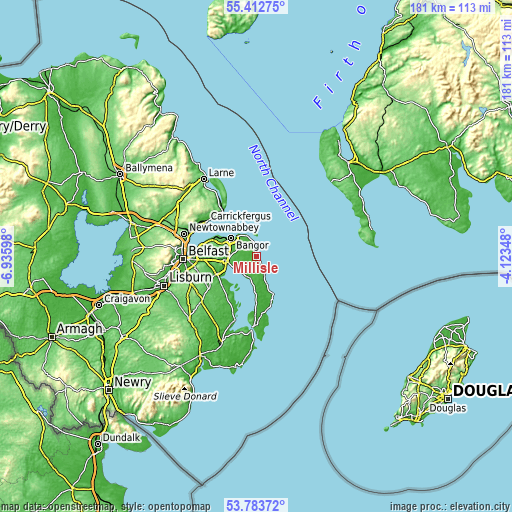 Topographic map of Millisle