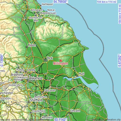 Topographic map of Millington