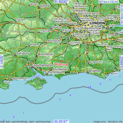 Topographic map of Midhurst