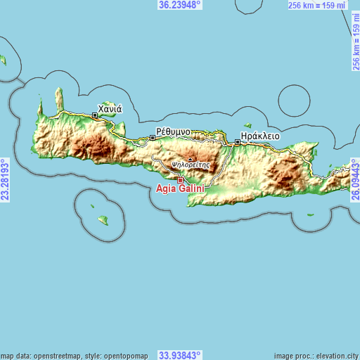 Topographic map of Agía Galíni